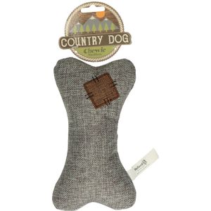 Country Dog Chewie – 20cm - Honden speelgoed – Honden speeltje met piepgeluid – Honden knuffel gemaakt van hoogwaardige materialen – Dubbel gestikt – Extra lagen – Voor trek spelletjes of apporteren – Grijs/Bruin