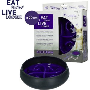 Eat Slow Live Longer Tumble Feeder – ø 20 cm - Voerbak – Anti-schrok bak voor honden – Slow feeder met beweging – De Trager eten voor je huisdier - Blauw