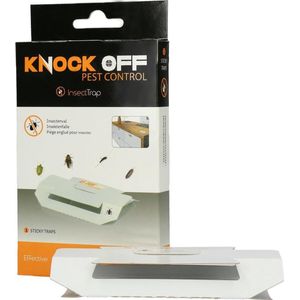 Knock Pest Control Insectenval – 12,5 x 8 x 2,3 cm – S – voor Kruipende Insecten – Kakkerlakken, Pissebedden, Zilvervisje, papiervisjes - Speciale Lokstof – Met Kleefstrip – 3 x Kleefvallen