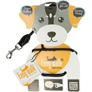 Easy Walk Mini hondenharnas en lijn schoudermodel – Hondentuigje en riem – Anti-trek – Incl. karabijnhaak - 300 cm – Zwart