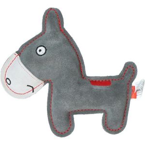 Tiny Doodles Doggy - Doodles Donkey- Hondenspeelgoed - Honden speeltje met piep - Donkergrijs - 17 cm