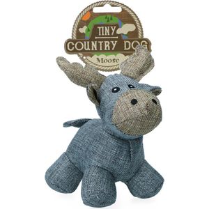 Country Dog Tiny Moose – 16 x 14 cm - Honden speelgoed – Honden speeltje met piepgeluid – Honden knuffel gemaakt van hoogwaardige materialen – Dubbel gestikt – Extra lagen – Voor trek spelletjes of apporteren – Grijs