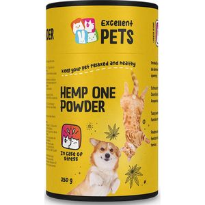 Excellent HempOne Powder – 250 gram - Aanvullend hondenvoer en kattenvoer – Smakelijk huisdierenvoer - Ideaal bij spanning – Geschikt voor honden en katten