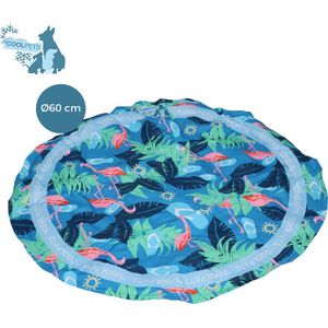 CoolPets Tropical Premium Koelmat Hond - Rond - 60 cm - Anti-slip en Non-flow Coolgel - Flamingo print