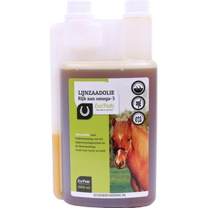 EcoPedz Lijnzaadolie - Paarden Supplement - Rijk aan Omega 3 - Voor Gezondheid & Welzijn - 1 Liter