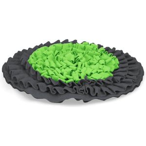 Eat Slow Live Longer Snuffelmat - Ø50 cm - Slowfeeder - Anti schrok - Met trekkoord - Anti-slip - Grijs/Groen