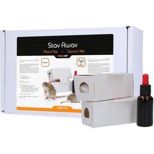 Knock Off Stay Away Muis Home Set – Natuurlijke muizenverjager – Effectieve Muizen bestrijding binnenshuis – 3 maanden werkzaam – Onschadelijk voor mens, dier en milieu – 2 lookdoosje – 30 ml