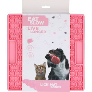 Eat Slow Live Longer Lick Mat Bones Pink