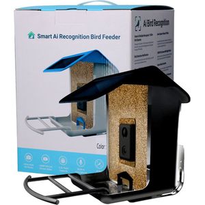 Smart Vogelhuisje Met Camera - AI Vogelherkenning - Night Vision Camera en app - Vogelvoederhuisje Hangend - 130° Lens - Wifi - Vogelvoer