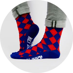 Paper Dreams - Funny Socks - Sokken - Blauw Rood Wit - 100% Katoen - 2 Sokken