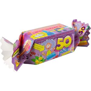 Snoepverpakking - Toffee Doosje - 50 jaar vrouw - Sarah (excl. Snoep - zelf nog in elkaar vouwen)