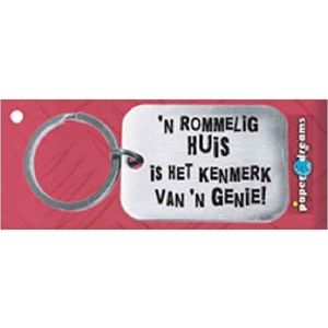 Paper Dreams | RVS Sleutelhanger | 'N rommelig huis is het kenmerk van 'n genie!