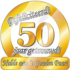 Huldeschild 50 Jaar Getrouwd - Groot Formaat Decoratie - Karton met Plastic Laagje - Paperdreams