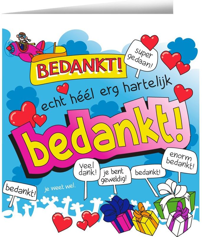Wenskaarten - Bedankt cartoon