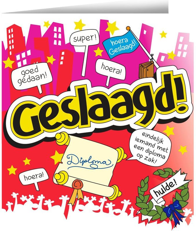 Wenskaarten - Geslaagd cartoon
