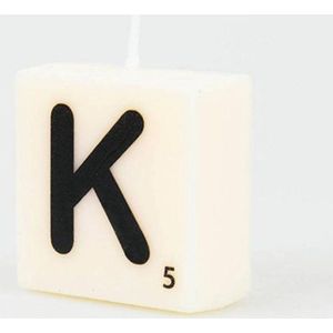 PD-Party 7040021 Scrabble Letter Kaars | Feest | Decoraties | Ambiente - K, Crème/Zwart, 4cm Lengte x 4cm Breedte x 2cm Hoogte