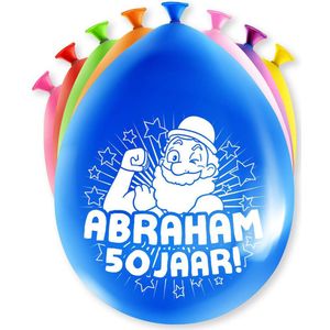 Party Ballonnen Abraham 50 Jaar - 8 Stuks - Diverse Kleuren - Latex - 30 cm