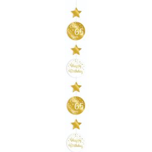 PD-Party 7023209 Plastic Hangend Feest Decoratie - 65, Goud/Wit, 14cm Lengte x 14cm Breedte x 120cm Hoogte
