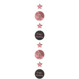 Hangdecoratie 16 Jaar Roze Zwart 20,5cm