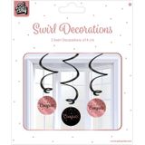 Roze Zwarte Hangdecoratie Congrats 17cm