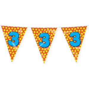 Happy Verjaardag Vlaggenlijn 3 Jaar - 10m Folie - Dubbelzijdig - Vrolijke Feestversiering