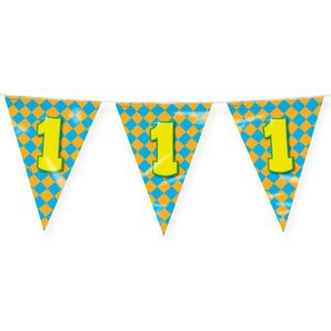 PD-Party Verjaardagsslinger 1 jaar - Vlaggetjes - 10m - Folie - Dubbelzijdig bedrukt