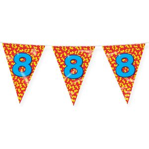 Happy Verjaardag Vlaggenlijn 8 Jaar - 10m Folie - Dubbelzijdig - Multi Colour - Binnen en Buiten