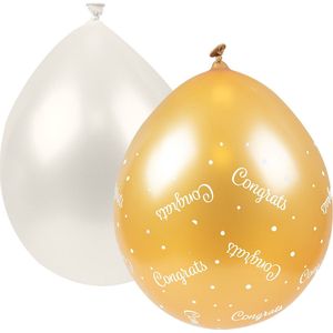 Ballonnen Congrats Goud Wit 30cm 6st