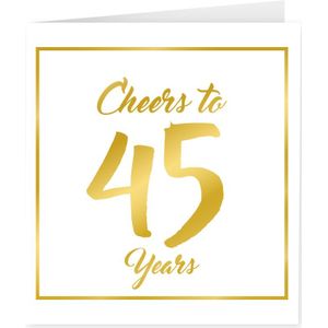 Kaart 45 Jaar Goud Wit 15cm