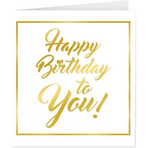 Kaart Happy Birthday Goud Wit 15cm