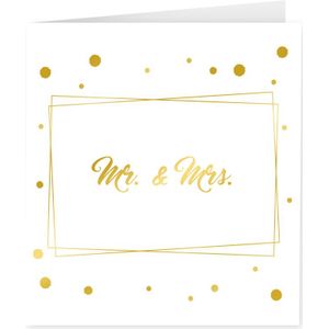 Kaart Mr & Mrs Goud Wit 15cm