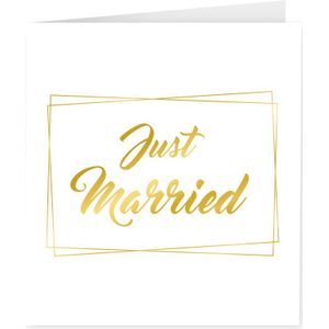 Kaart Just Married Goud Wit 15cm