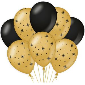 Goud Zwarte Ballonnen Sterren 30cm 6st