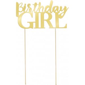 PD-Party 7025102 Verjaardag Taart Decoratie, Taart Topper - Birthday Girl, Goud, 22cm Lengte x 11.5cm Breedte x 0.3cm Hoogte