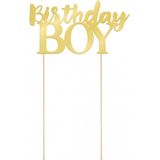 PD-Party 7025101 Verjaardag Taart Decoratie, Taart Topper - Birthday Boy, Goud, 22cm Lengte x 11.5cm Breedte x 0.3cm Hoogte