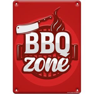 Paperdreams Tekstbord Metaal 22x16,5cm - BBQ Zone rood Paperdreams