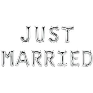 Paper Dreams - Foil Balloon Kit - Just Married - Zilver - 40cm hoog - 10 meter lint - 11 ballonnen