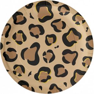 Papieren borden | 23cm | 8 stuks | Thema: Luipaard | Kleur: Bruin