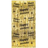 Happy Birthday Türvorhang Gold Schwarz