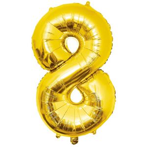 8 Jaar Cijfer Ballon Goud Leeg 86cm
