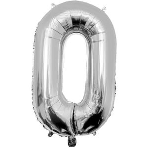 0 Jahr Figur Ballon Silber Leer 86cm