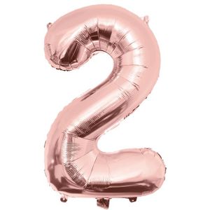 2 Jaar Cijfer Ballon Rose Goud Leeg 86cm
