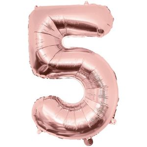 5 Jaar Cijfer Ballon Rose Goud Leeg 86cm