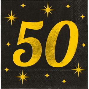 Paperdreams - Verjaardag Servetten - Zwart/Goud - 16 Stuks