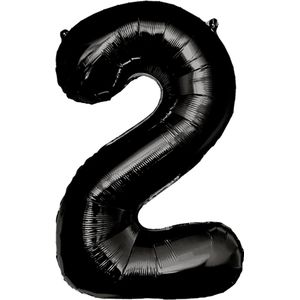 2 Jaar Cijfer Ballon Zwart 86cm