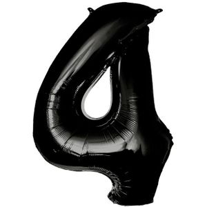 4 Jaar Cijfer Ballon Zwart 86cm