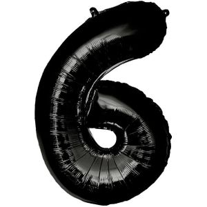 6 Jaar Cijfer Ballon Zwart 86cm