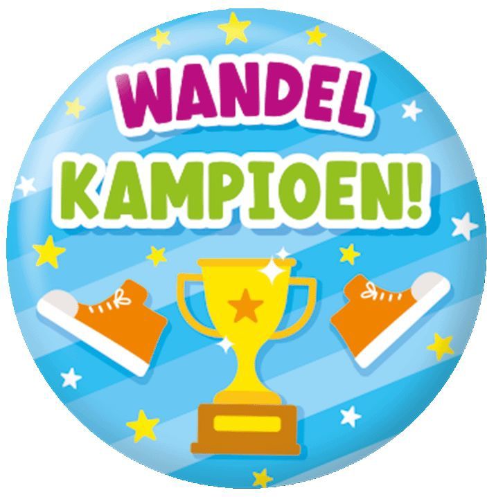 Button - Wandelkampioen - Klein - Metaal - 5,5x5,5 cm