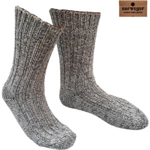 Norweger - Geitenwollen Sokken Heren en Dames - Grijs - Maat 39-42 - 2 pack