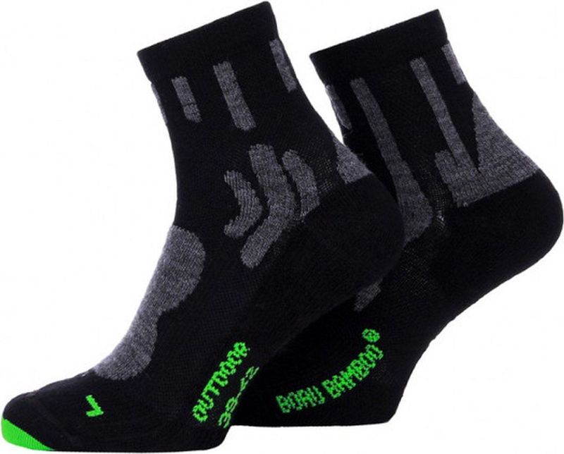 Boru - Bamboo - Wandelsokken - Zwart - Badstof Zool - Anti Blaren